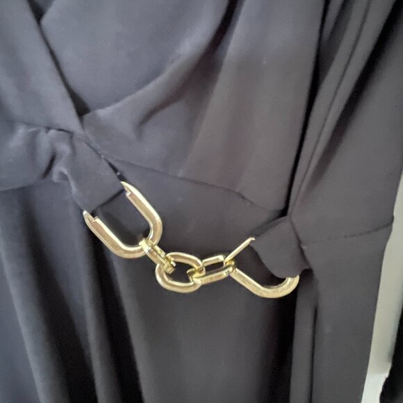 💖HOST PICK Jones Studio Black Deep V-Neck Long Sleeve Cocktail Dress Size 16 - Picture 4 of 7